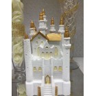 White and Gold Fairy Tale Castle Favor Cake Top Centerpiece for Birthday Sweet 16 Wedding  4 1/2"